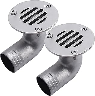 NovelBee 2pcs Boat Bend Floor Drain,90 Degree Marine 316 Stainless Steel Heavy Duty Thru Hull Drainage Scupper,1-1/2 Inch Marine Water Draining with Screws for Yacht Deck