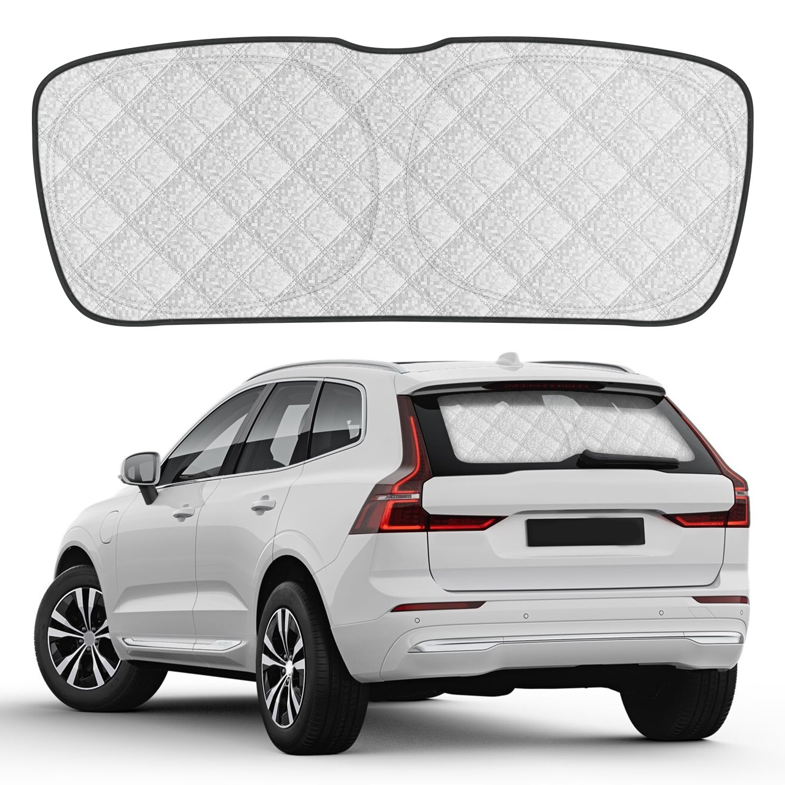Sonnenschutz Heckscheibe Kompatibel mit Volvo XC60 2018-2026, Auto Sonnenschutz Hinten Windschutzscheibe Innen, Faltbar Sonnenschirm UV Schutz Reflektierender Sonnenschutzfolie