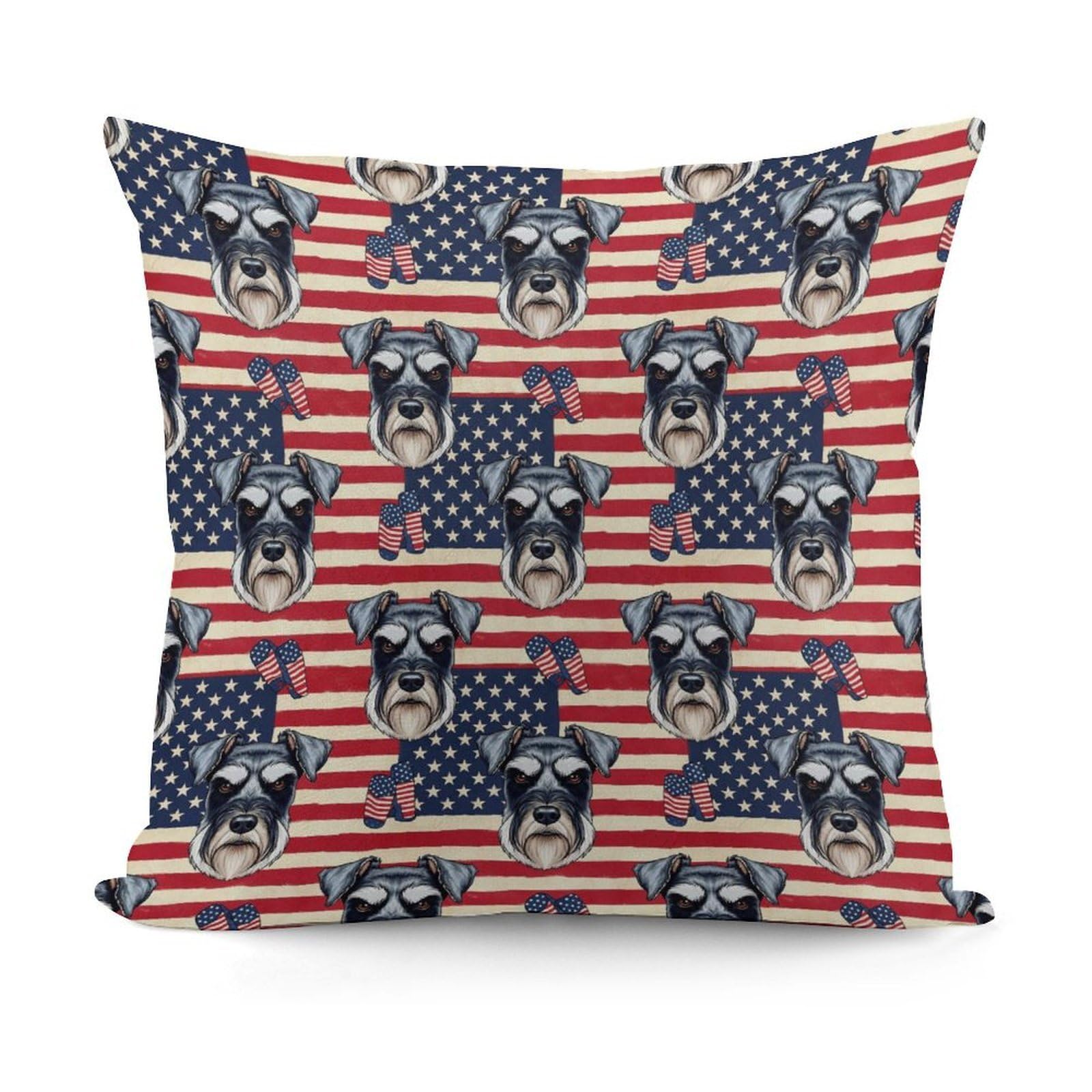 Smazdfxx Picture(24) All Seasons Decorative Throw Soft Comfort Scottish Terrier Dog American Flag Pillow Covers For Living Room Couch Bed Sofa