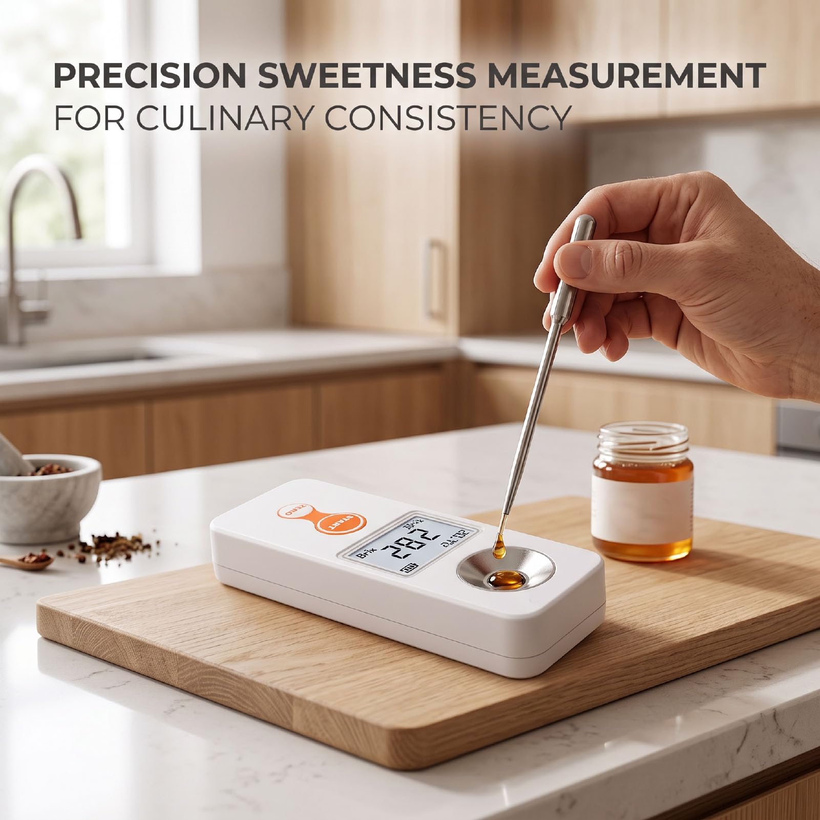 Refractómetro Digital Portátil para Frutas 0-32%, para Dulzura de Jugos