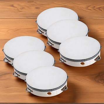 6 Pieces Percussion Musical Instrument 15cm Tambourine Wooden Hand Drum Mini Tambourine Drum For Yoga Church Meditation Party School Dance Game Home Recreational Gatherings