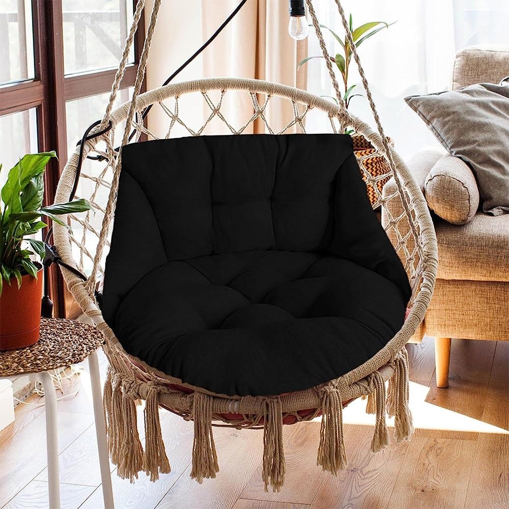 Cojín de Respaldo para Silla, Cojín para Hamaca con Respaldo, Cojín para Columpio Lavables, Cojines para Silla de Patio para Muebles de Exterior Interior (Color : Black)