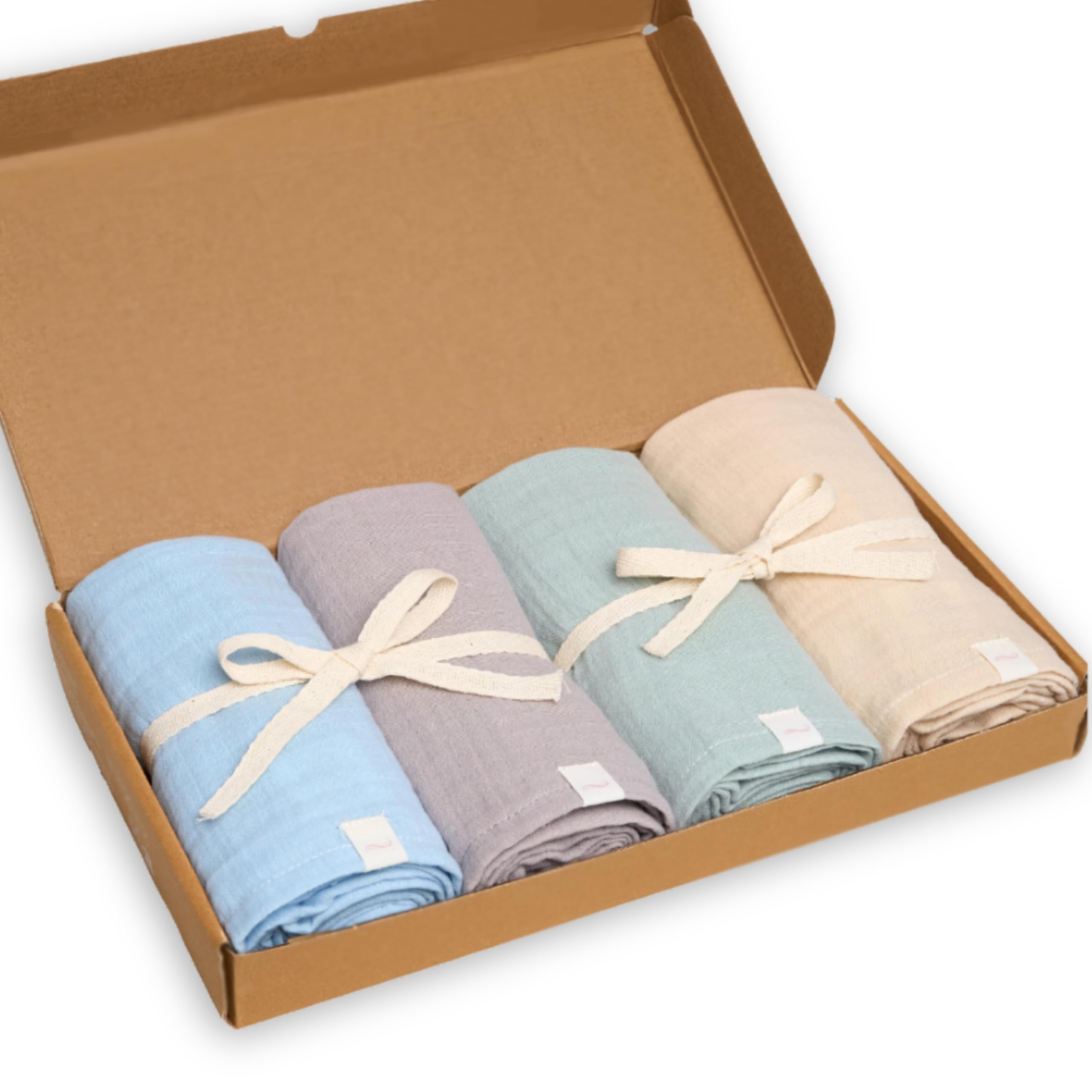 Livella | Doppellagige Stilltücher - Tücher Baby 65x65 cm aus Bio-Baumwolle – 4er Pack – Musselin Tuch saugfähig & atmungsaktiv – ideal zum Reinigen & Trocknen