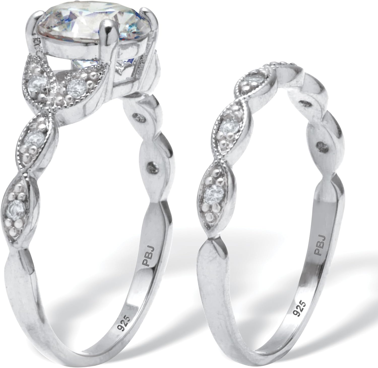 Palm Beach Jewelry PalmBeach Yellow Gold-plated or Platinum-plated Sterling Silver Round Cubic Zirconia Bridal Ring Set Sizes 6-10 Size 10