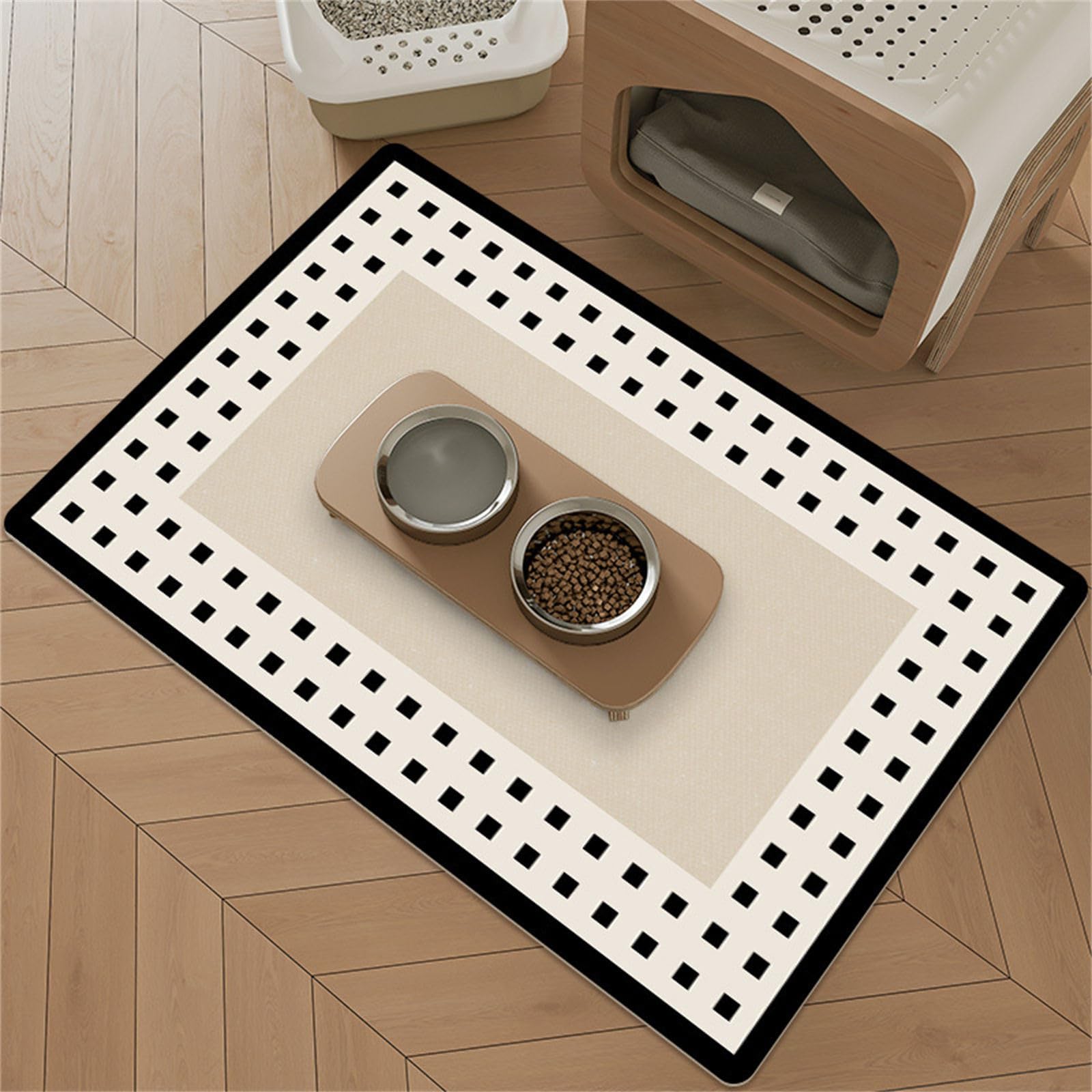 Hearda Pet Mats for Food Bowls Water Absorbent, European Style Pet Food Mat Non Slip Quick Dry Cat Feeding Mat Diatomite Pet Feeding Mat Dog Bowl Mats Water Dispenser Mat (80x120cm,European Style)