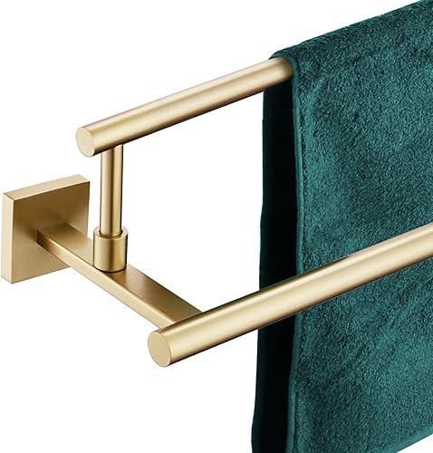 Miniatura 15 de KOKOSIRI Toalleros de baño de 24 pulgadas, soporte para toallas de baño de bronce aceitado, estantes de acero inoxidable montado en la pared Bronce