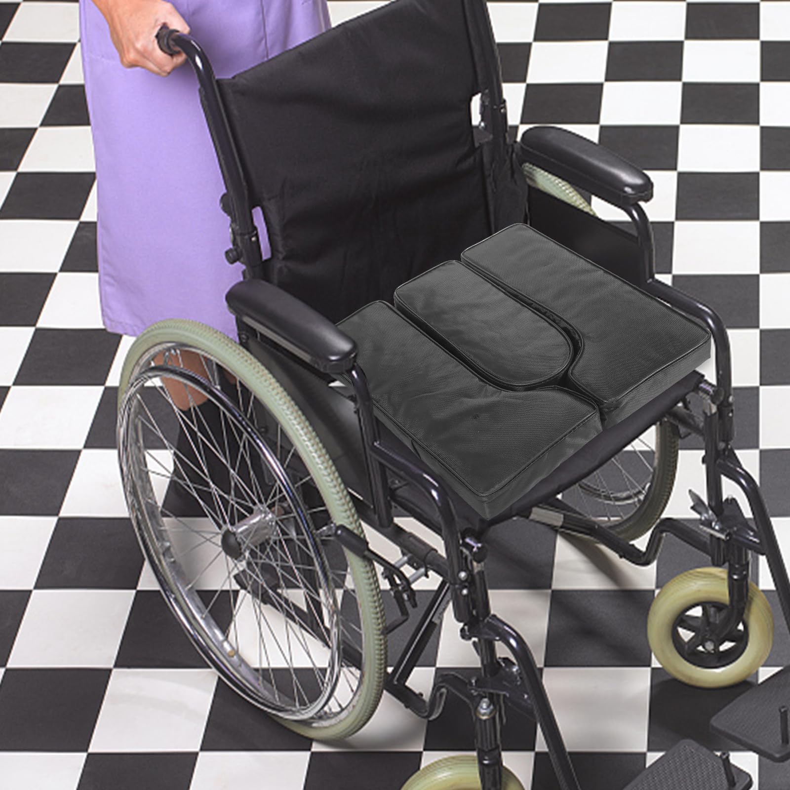 SOLUSTRE Negro Cojín de Esponja para Silla de Ruedas y Cuero