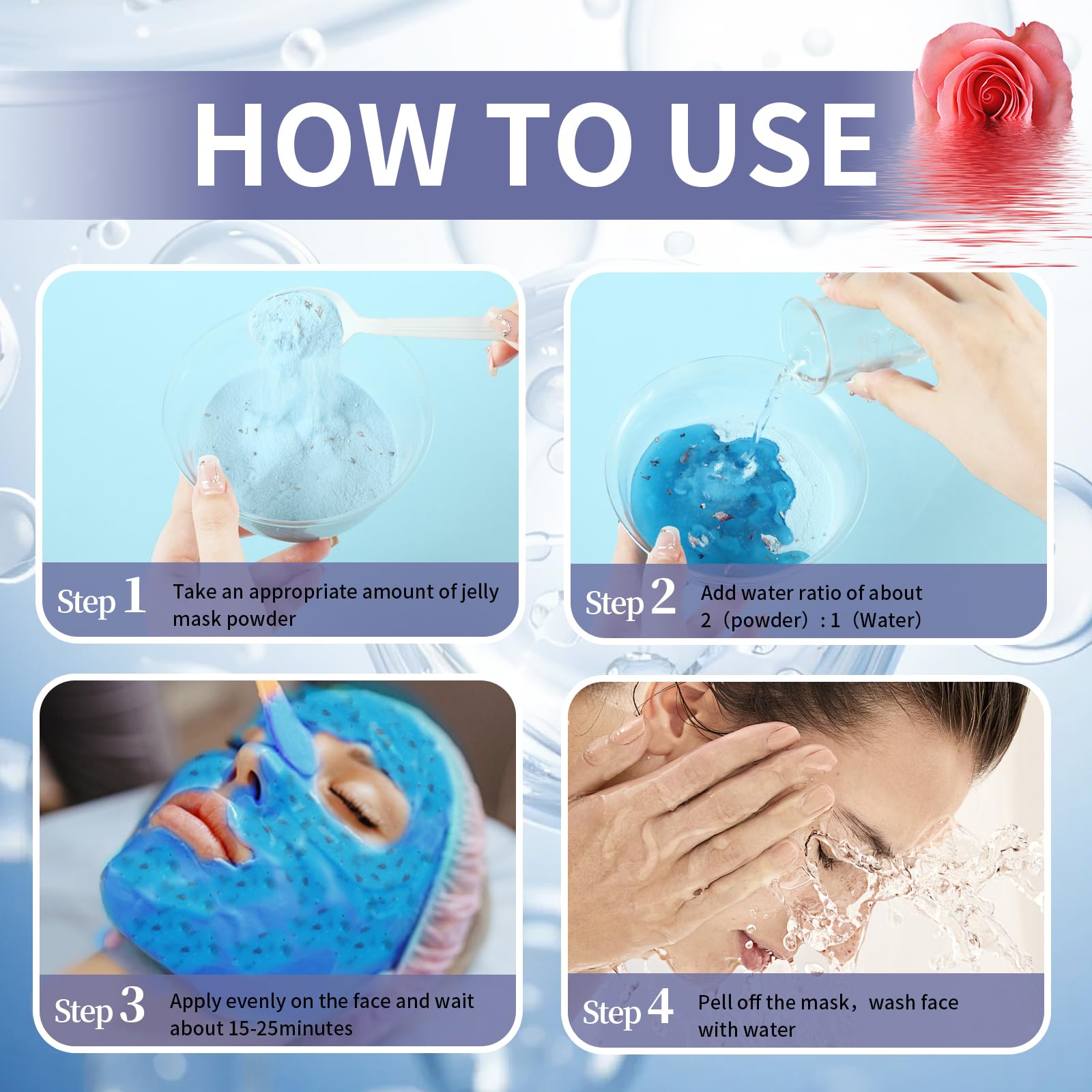 Hydro Jelly - Maschera viso idratante in gel rimovibile per la cura della pelle, professionale in gelatina per tutti i tipi di pelle, 700 ml (rosa)