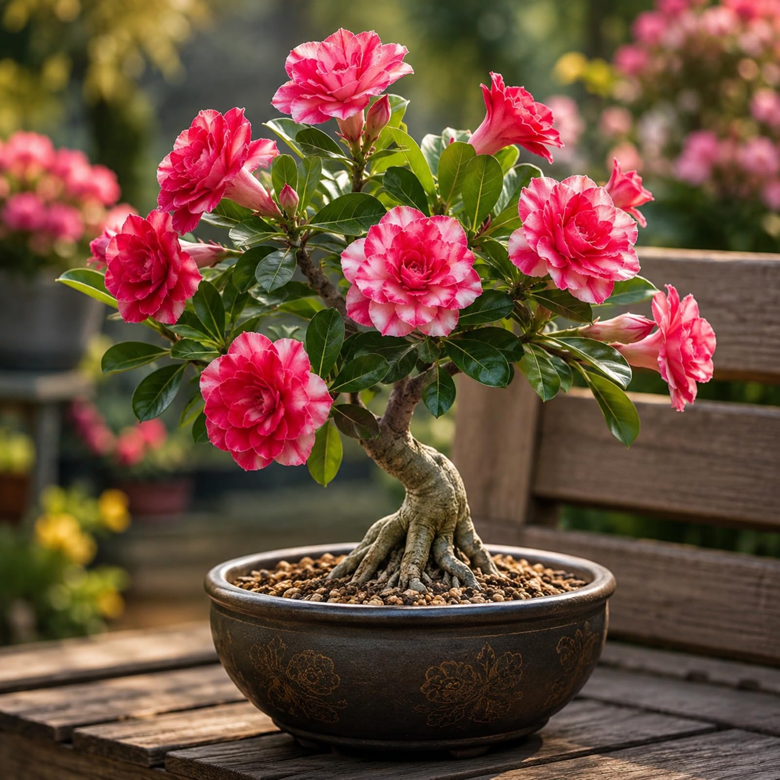 Desert Rose- Suitable for Garden Plants- Landscape Design- Indoor and Outdoor Potted Plants，Ornamental Flowers-2 Bulbs-C