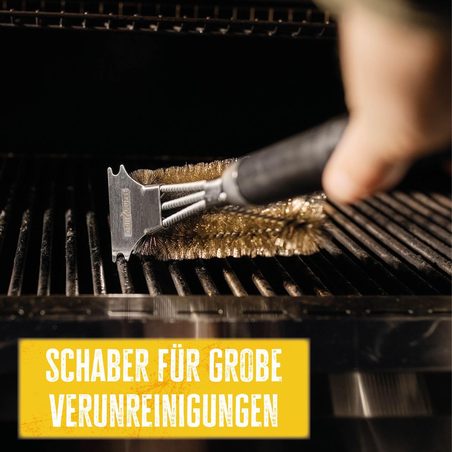 Spazzola Per Barbecue TEKLiNe 2in1 - Spazzola In Ottone E Raschietto Acciaio, Per Griglie E Forni - Foto 4