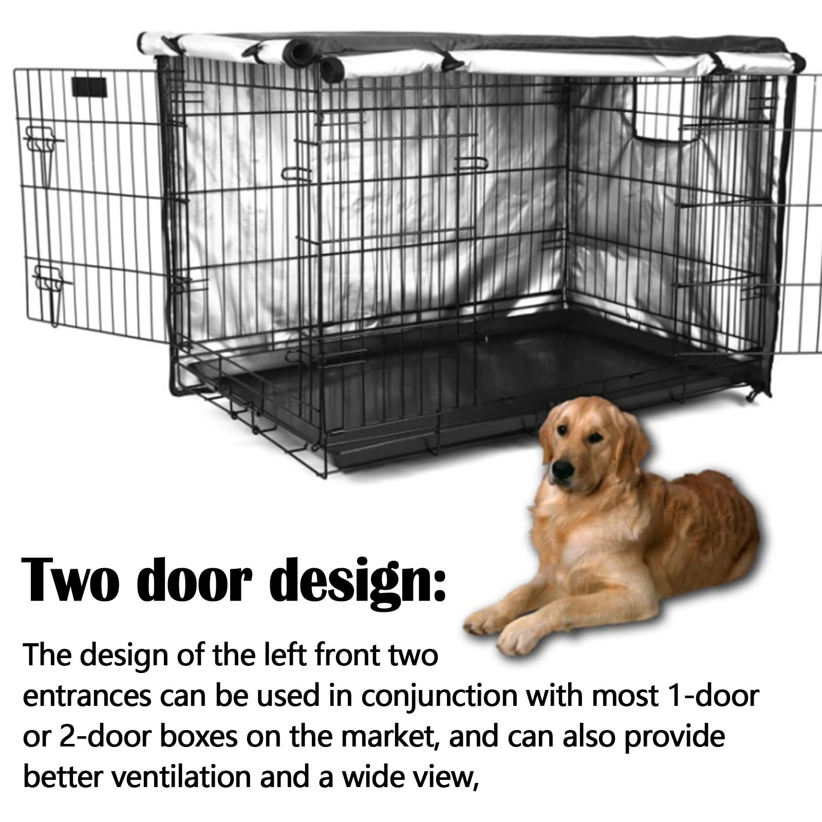 Copertura Per Gabbia Per Cani, 48x30x33in Copertura Per Cuccia Per Cani Resistente Copertura Durevole Antivento Impermeabile Gabbia Per Cani Pieghevole Accessori Per Interni Ed Esterni Nero