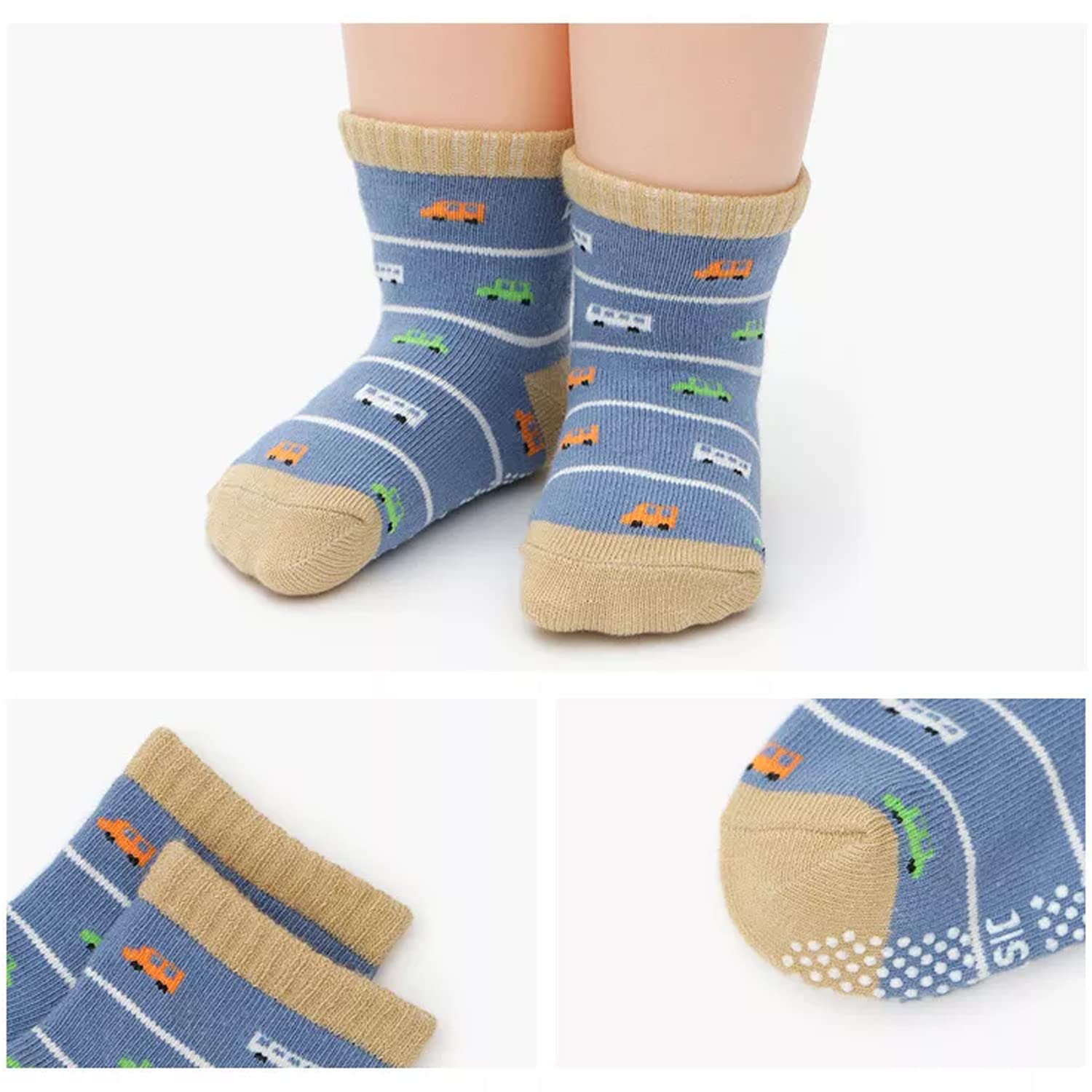 FIMALIA Organic Cotton Anti-Skid Socks Non Slip Kids Toddler Socks with Grip | (Pack of 4,6 &12 Pair) (Color & Print May Vary) (0 to 5 years size) (IN, Age, 2 Years, 3 Years, 4 Pair (Girls)) 3