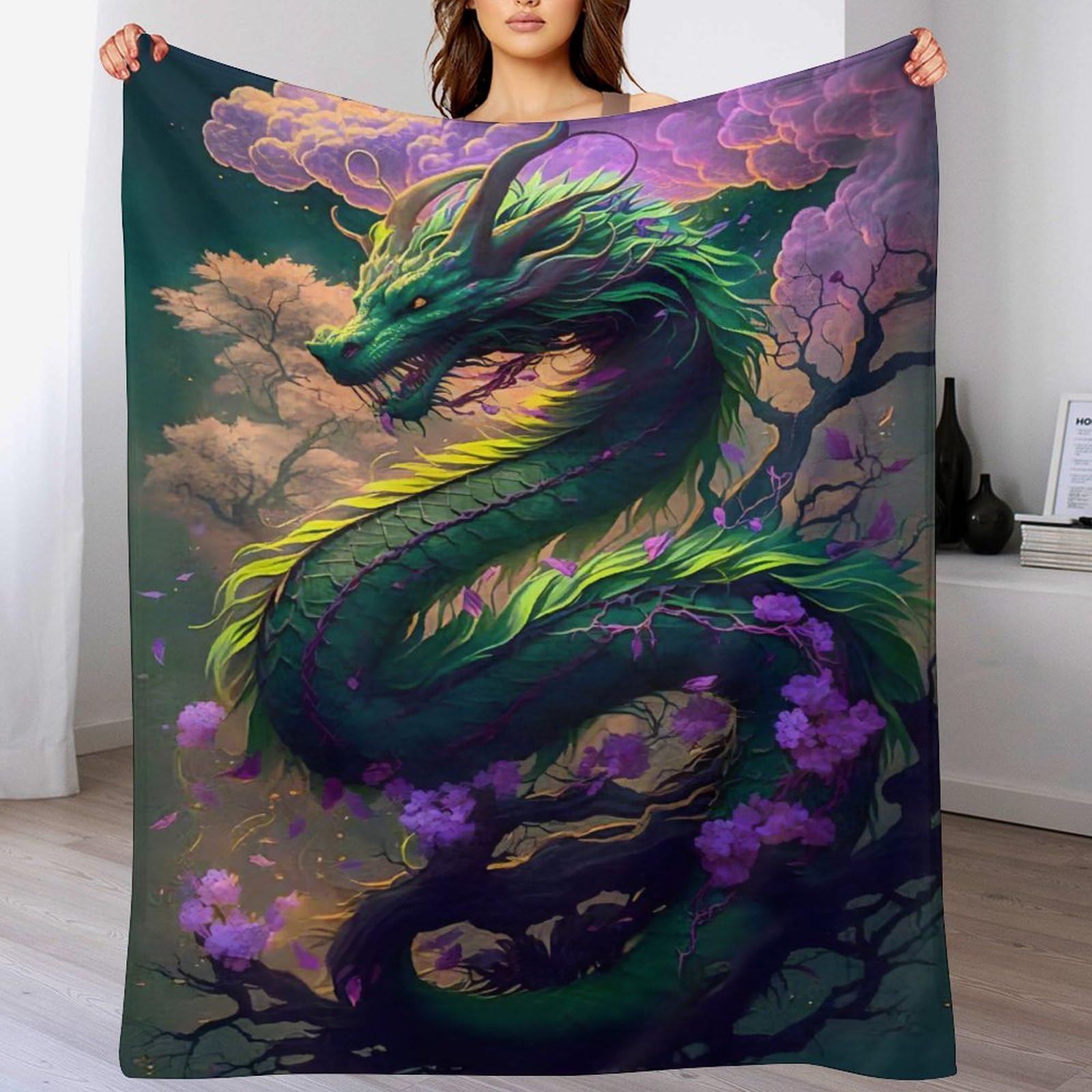 Couverture polaire dragon pour canapé moelleux et cocooning lors des soirées d'hiver