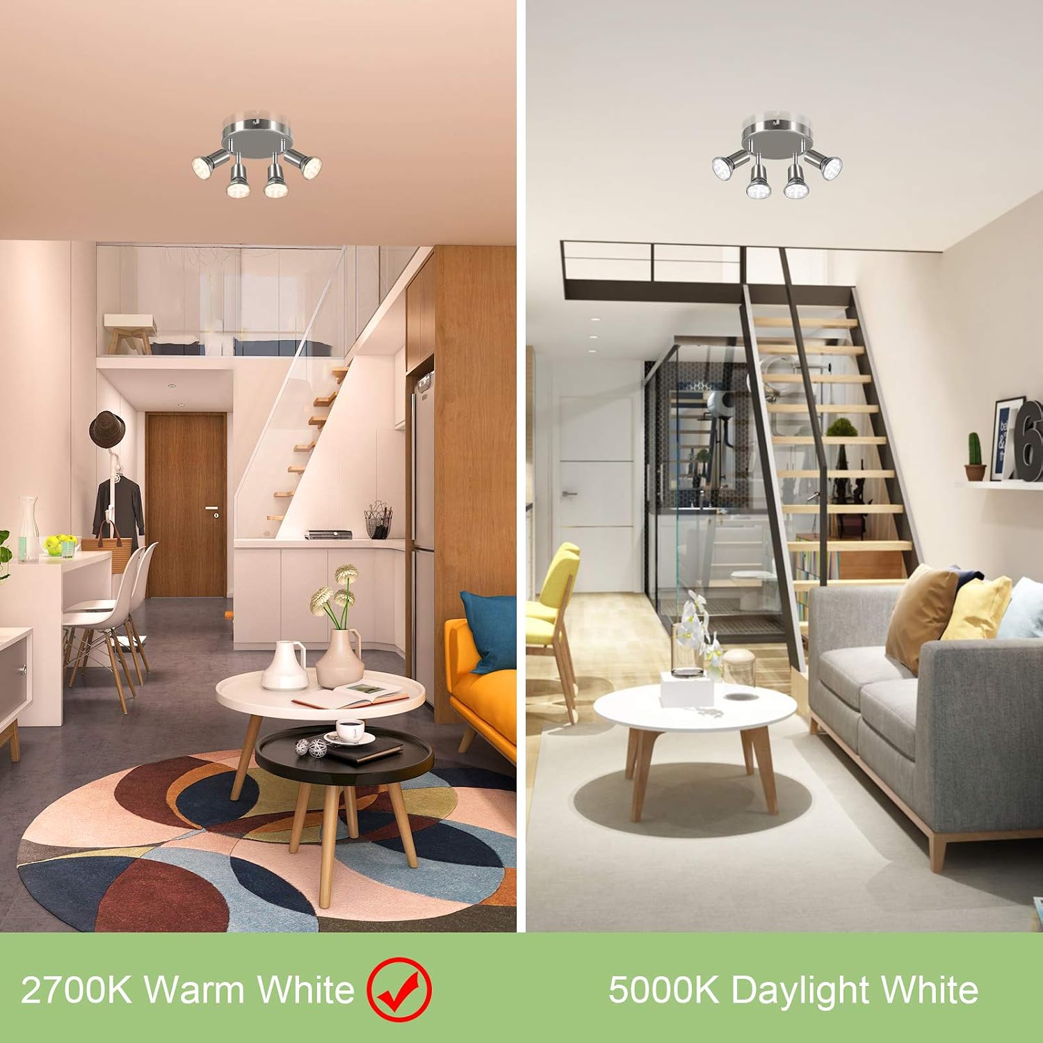 LANGREE Round 4-Light Track Lighting Fixtures, 4 Way Ceiling Spotlight, ø180mm (Including 4x4w GU10 LED Light Bulbs, 4W, 400LM, 2700K Soft White) LED Ceiling Light Rotatable, Matte Nickel