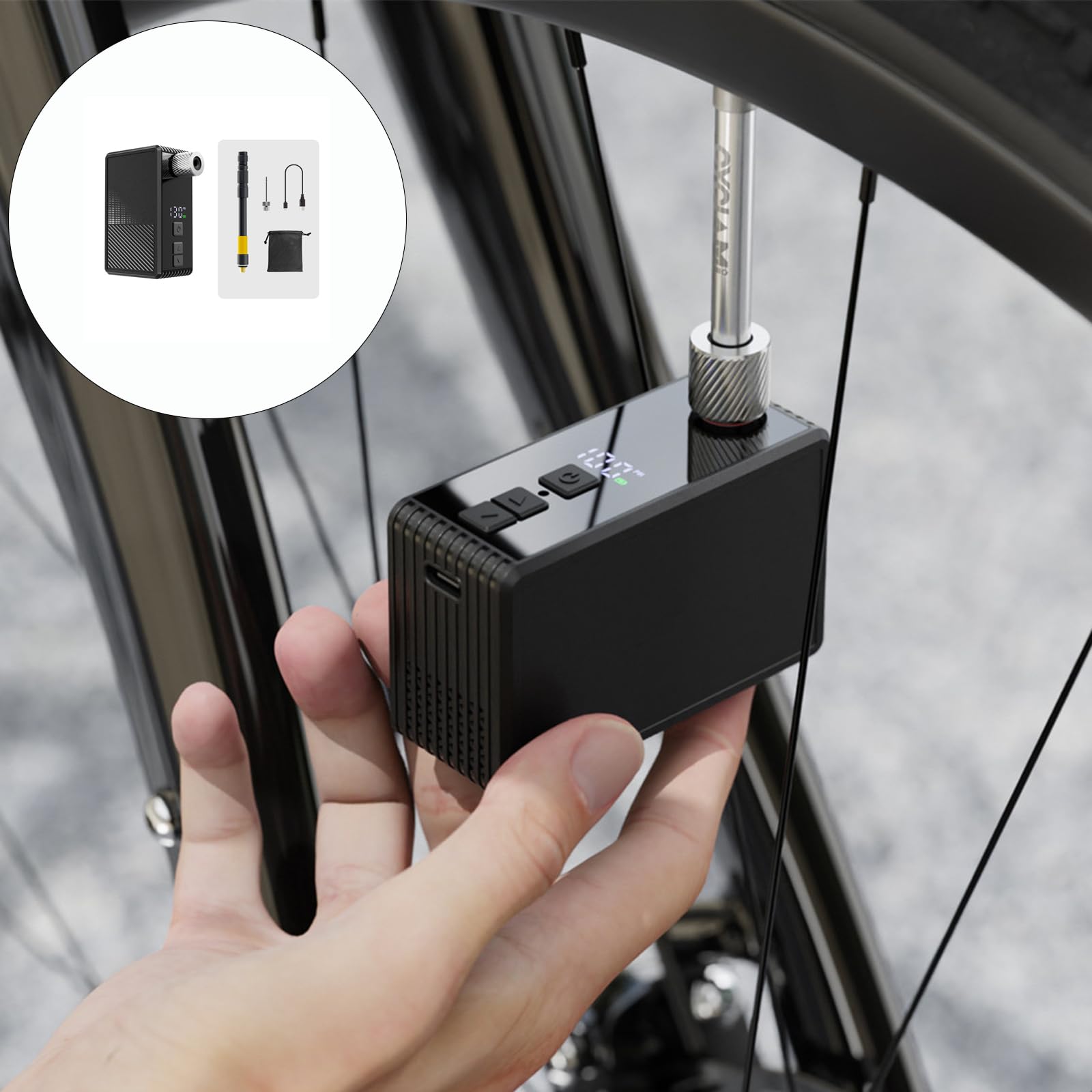 Compatti Dimensioni Da Viaggio Accessorio Ciclismo Gonfiaggio Rapido Bici Pompe Ad Aria Elettrica Bici Pompe Elettriche 130PSI Uscita Pompe Elettriche per Bici