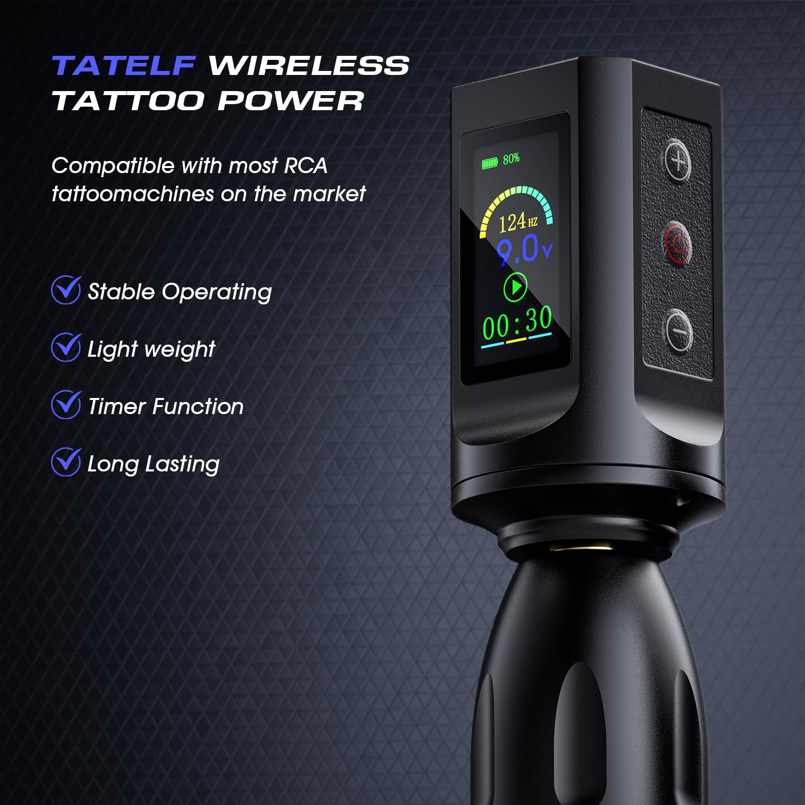 TATELF Kit Máquina Inalámbrica Bolígrafo Giratorio Batería RCA 1900mAh | 20 Agujas Cartucho, 10 Tintas, Accesorios Completos para Principiantes y Artistas Profesionales