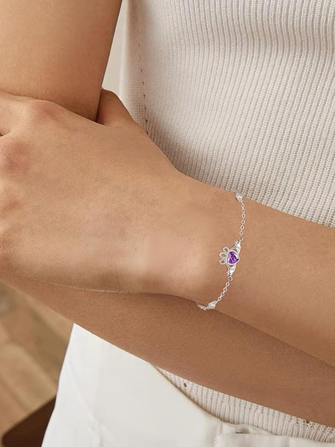 Dreamboat Sterling Silver Claddagh Bracelet for Women Irish Bracelet Green Emerald May Birthstone Luck Scottish Jewelry Irish Gift - Image 4