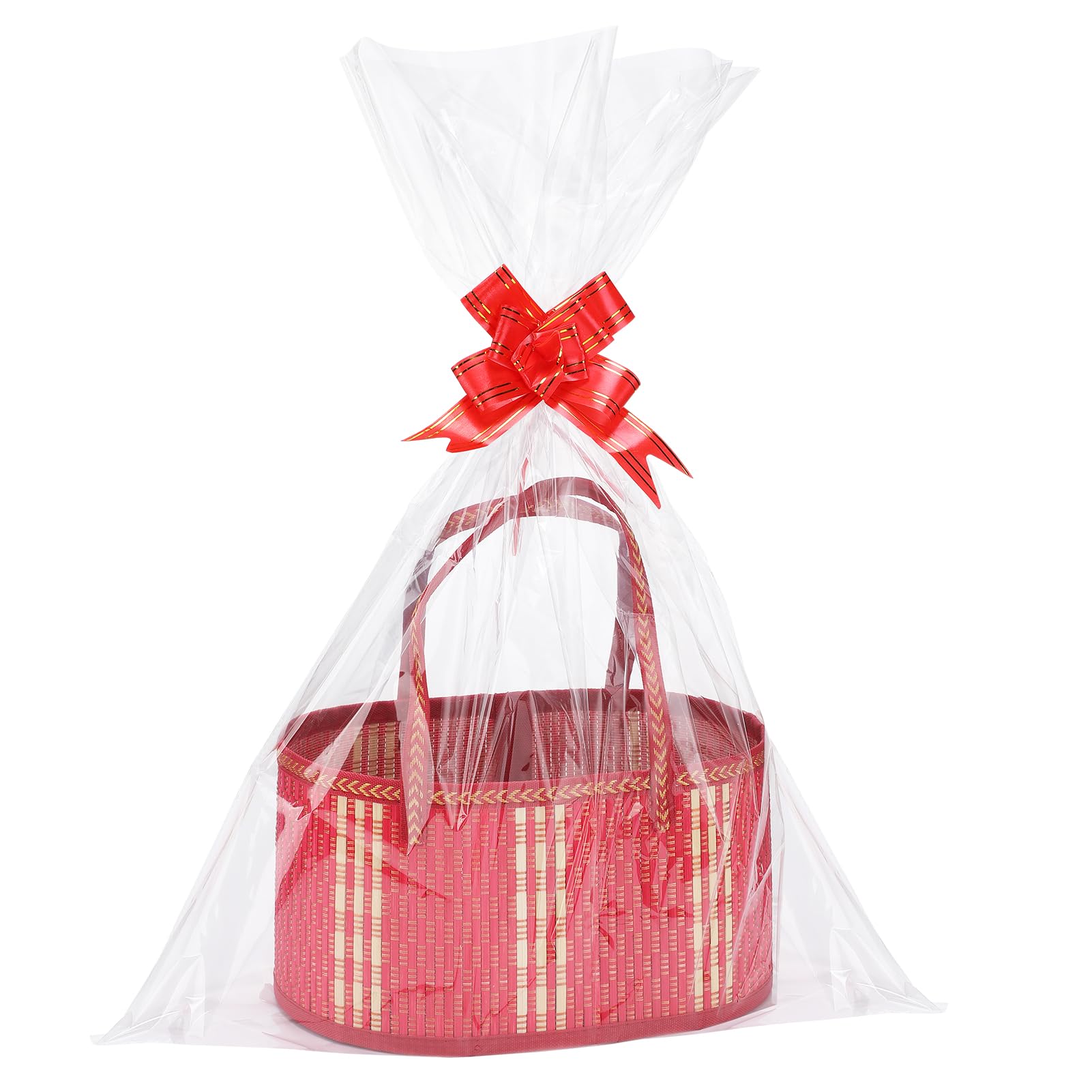 MADHOLLY Bamboo Woven Baskets Empty Gift Basket 4 Sets Foldable Sturdy Gift Basket Set with Handles Wrap Cellophane Wrap Pulling Springs Christmas Thanksgiving Housewarming Birthday-image-39