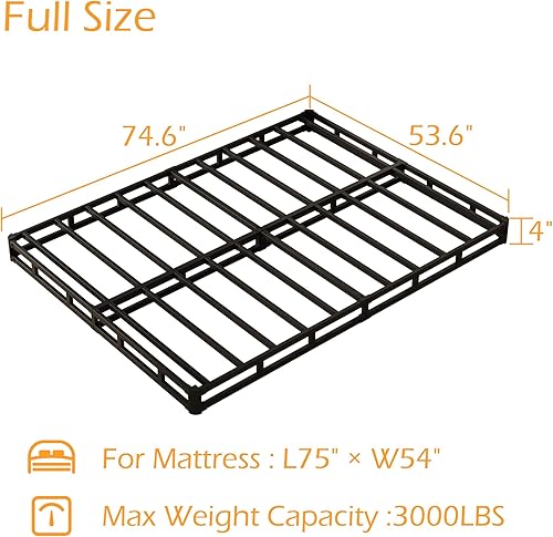 Miniatura 47 de Somier individual XL de 9 pulgadas, base de cama de metal resistente con funda de tela, base de colchón, fácil montaje, sin ruido, color negro 9