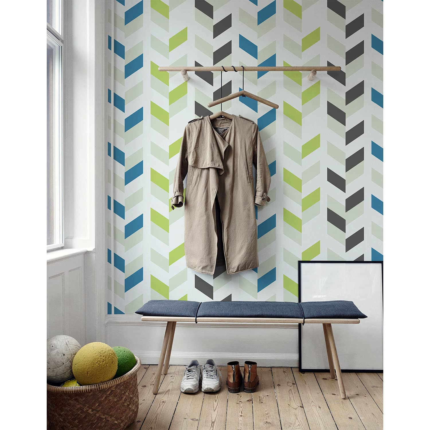 Papier peint herringbone en sergé brisé grand format 312x219 cm haut de gamme