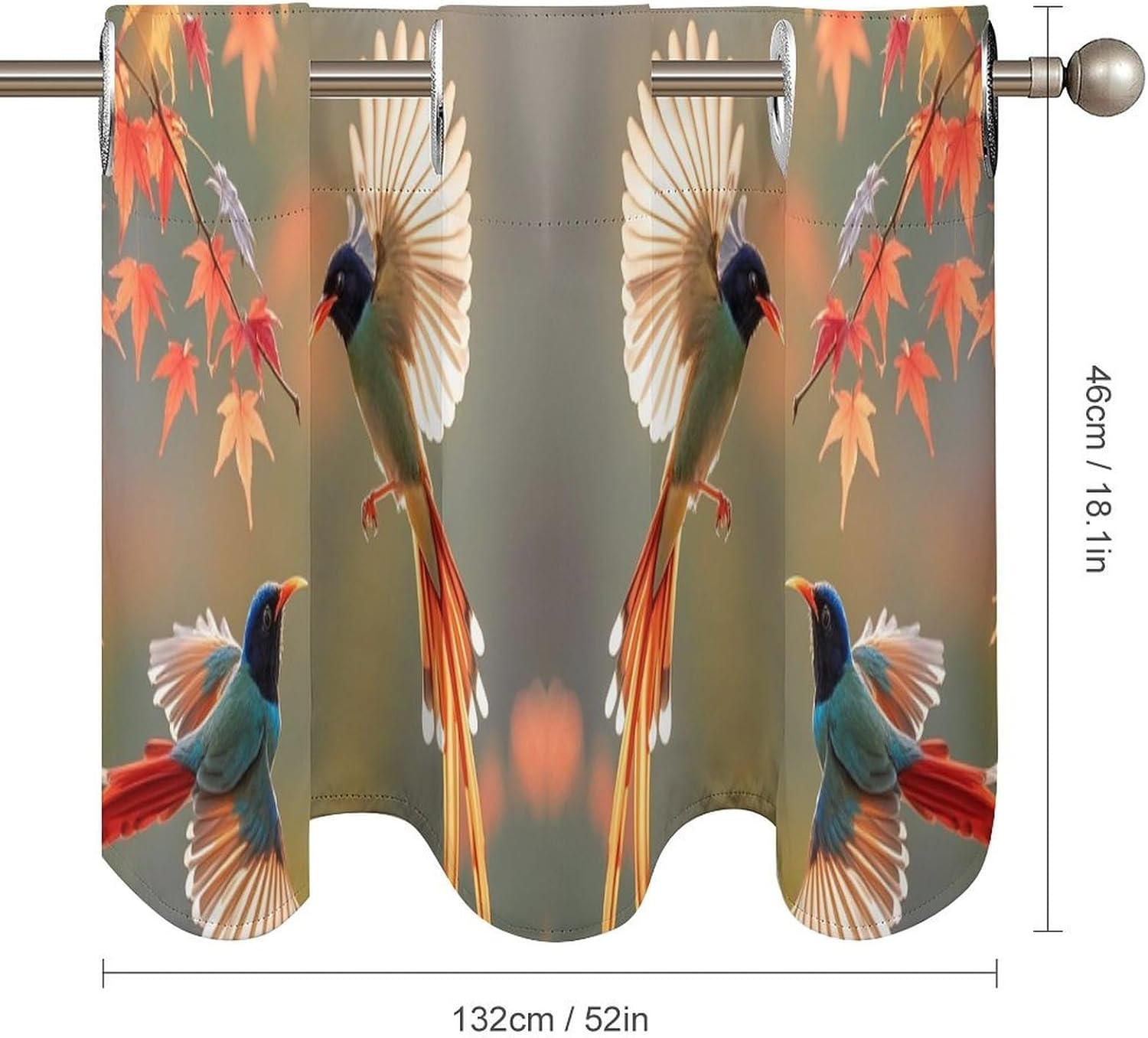 Cuckoo Couple Valance for Windows, 2 Pack Kitchen Curtains Modern Home Decor, Soft Blackout Window Curtains for Living Room & Bedroom, 18 X 52 Inch