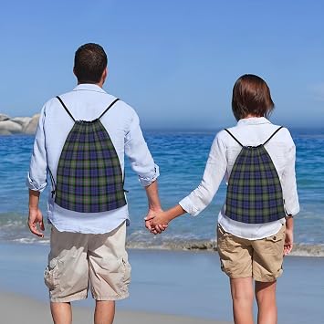 Drawstring Backpack String Bag Selkirk Tartan Sackpack for Sports Gym Small
