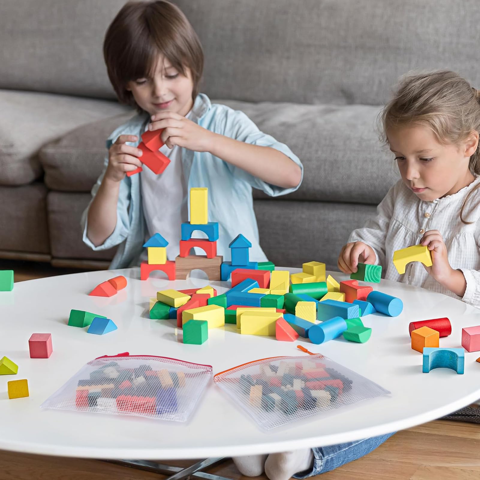 30 sacchetti in rete con cerniera, A5, 24 x 17 cm, impermeabili, con cerniera, sacchetti in plastica con cerniera per organizzare, sacchetti a rete per riporre articoli scolastici da viaggio, 10