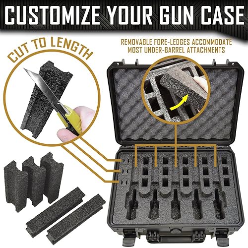 Miniatura 4 de Estuche para pistola de 5 pistolas 18 cargadores Doro con inserto de espuma MyCaseBuilder personalizado, impermeable, resistente, soporte táctico