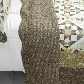 Blancho Bedding [Blooming Flowers] Cotton 3PC Vermicelli-Quilted Printed Quilt Set (Full/Queen Size)