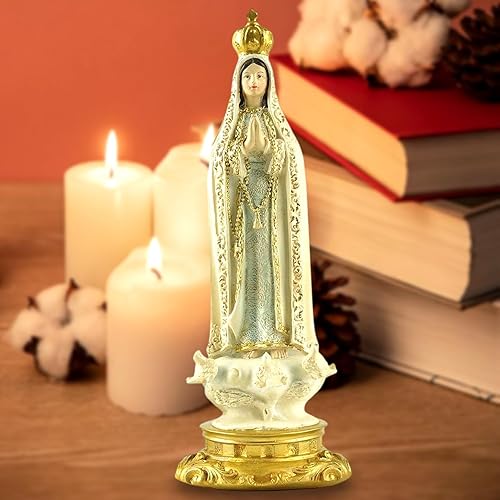 Miniatura 2 de Nuestra Señora de Fátima Católica 7.5 pulgadas de alto, Estatua de Virgen de Fátima, adecuada para decoración de altar, colección o decoración