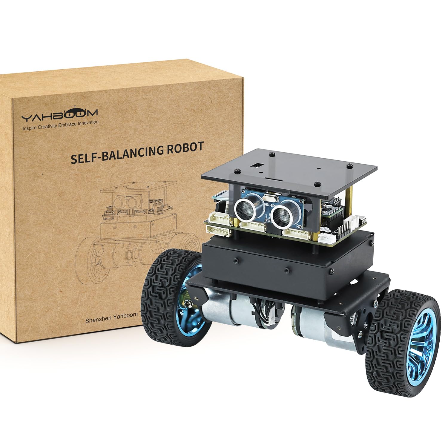 Yahboom STM32 2wd Self-Balancing Robot,Two-Wheeled Intelligent Robot Chassis Kit,PID Obstacle Avoidance Encoder Motor (Standard Kit)