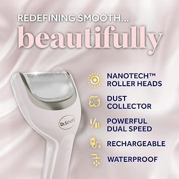 Dr. Scholl's Pedi Perfect Electric Foot Callus Remover, Waterproof, Rechargeable with x2 Roller Heads, Removes Hard Skin for Soft Beautiful Feet, 90 Minute Run Time, Dust Catcher, Pedicure Tools