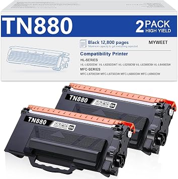 TN880 TN-880 Toner 2 Pack - Replacement for Brother TN880 Super High Yield Black Toner Cartridge HL-L6200DW MFC-L6700DW MFC-L6800DW HL-L6200DWT HL-L6300DW MFC-L6900DW Printer