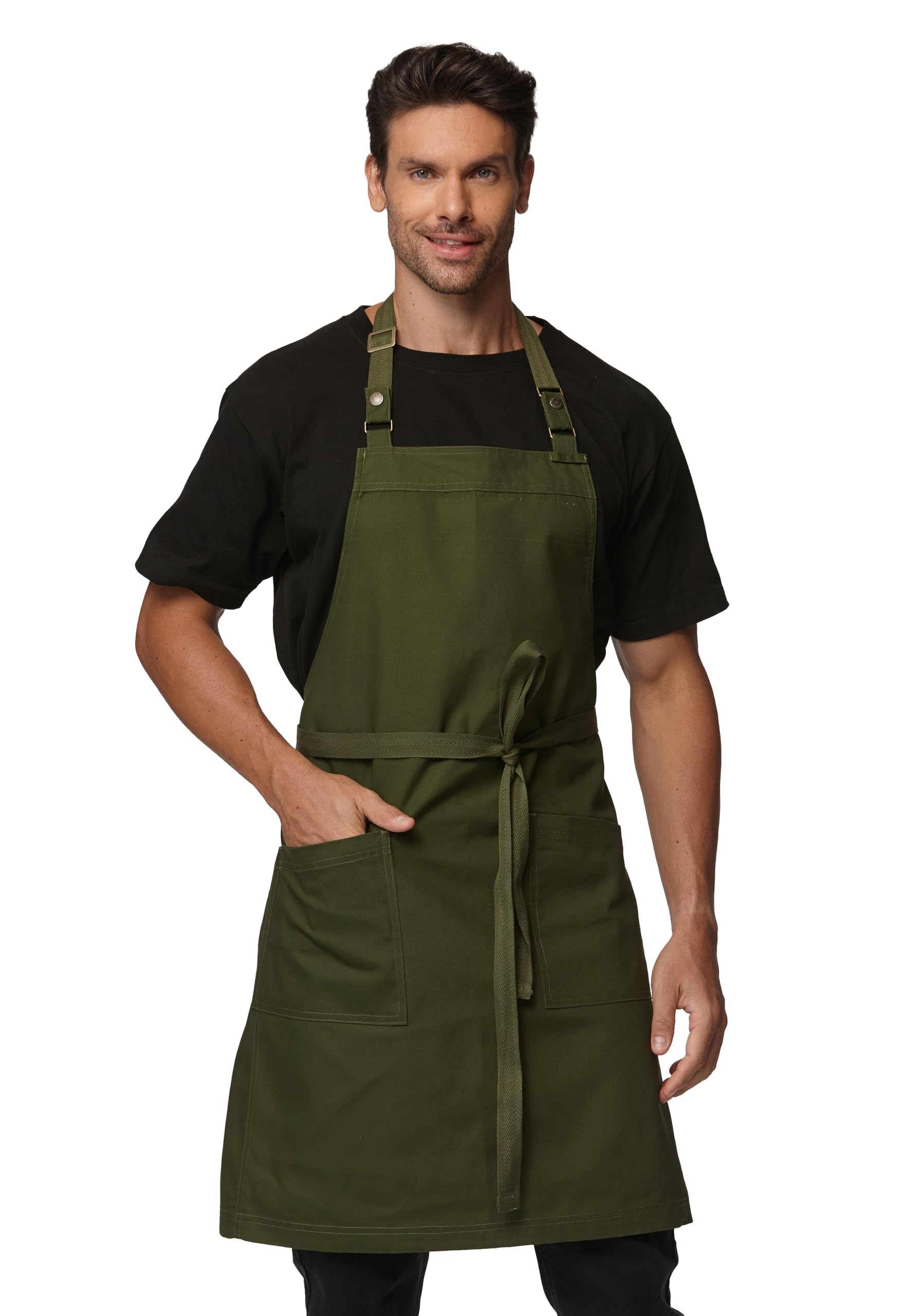 Grembiule da cucina regolabile con tasche, resistente, impermeabile, grembiuli professionali per uomo e donna, 4251GB