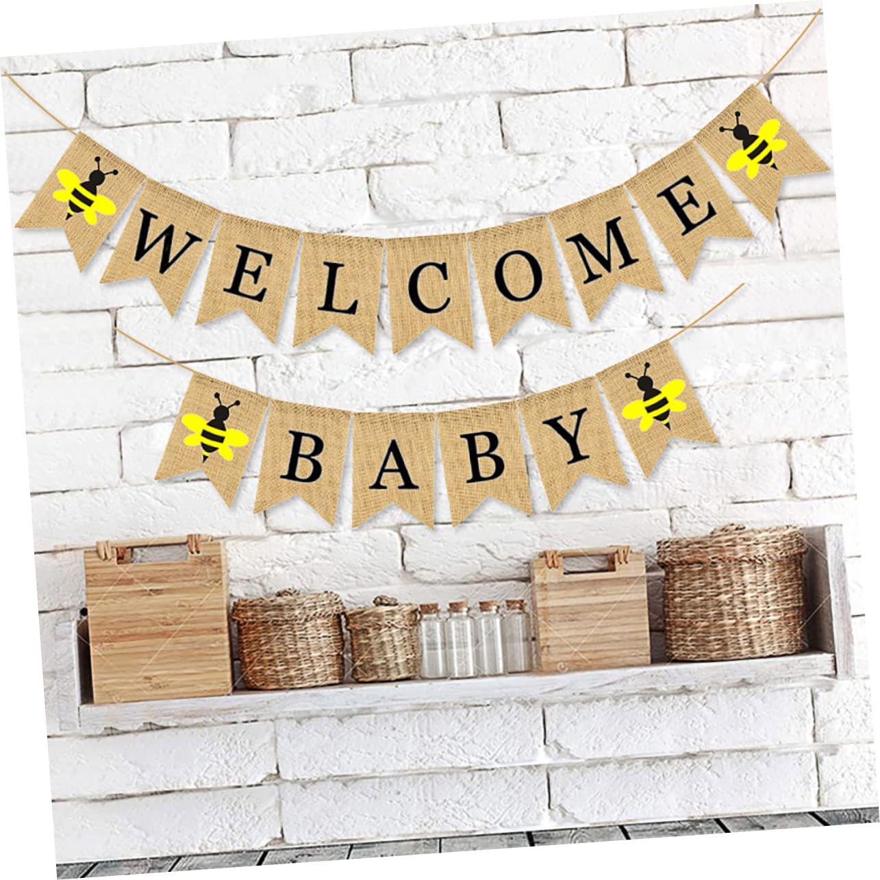 Amazon.co.jp: KOMBIUDA 1 セット 誕生日旗 ウェルカムベビーリネン