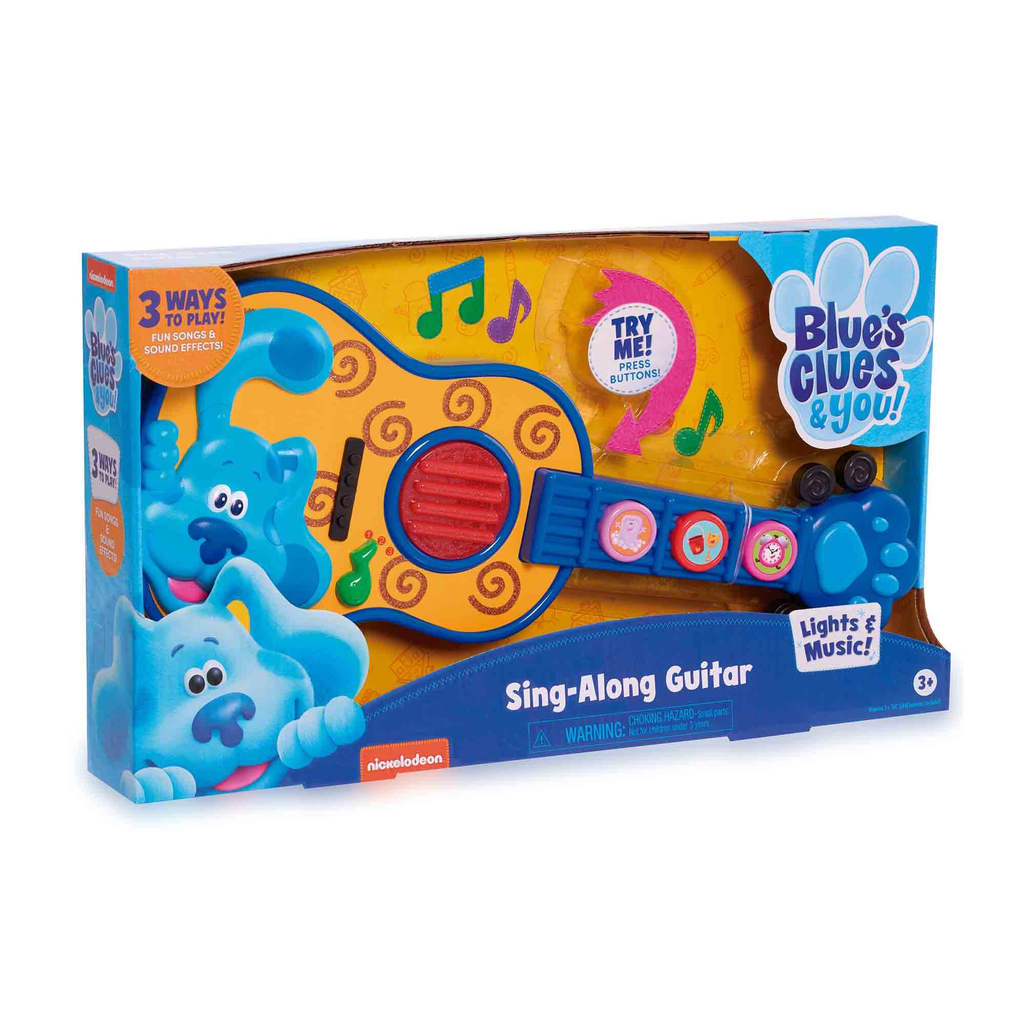 Famosa - Blue and You Tracks, Sing-Along Guitar, zabawka dla dzieci z 3 różnymi trybami, ma piosenkę z serii, dźwięki gitary i zabawną grę od 3 lat (BLU12000)