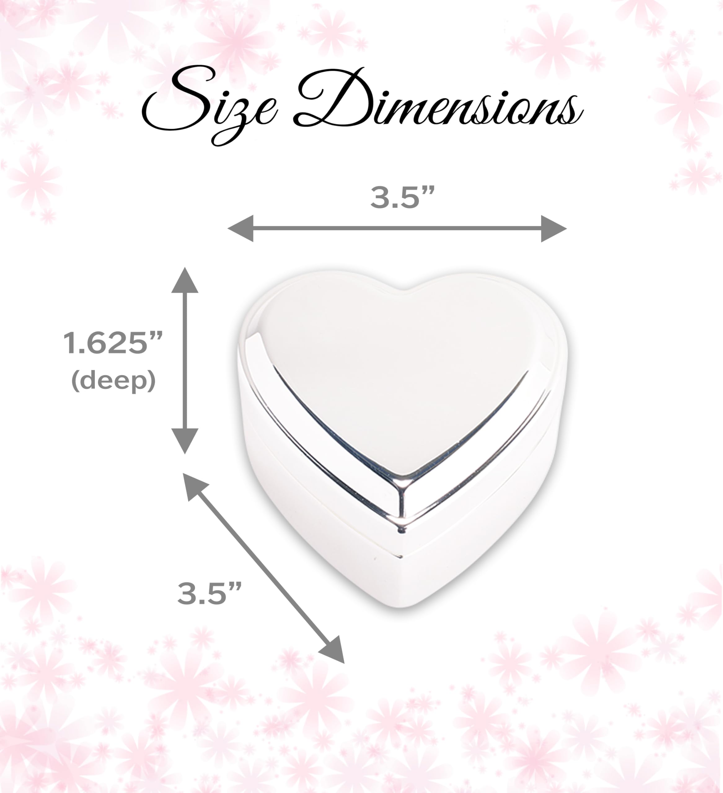 Cherished Moments Personalized Heart Jewelry Keepsake Box with Custom Engraved Cross and Name for Baby Baptism Gift for Girls, Silver Toned