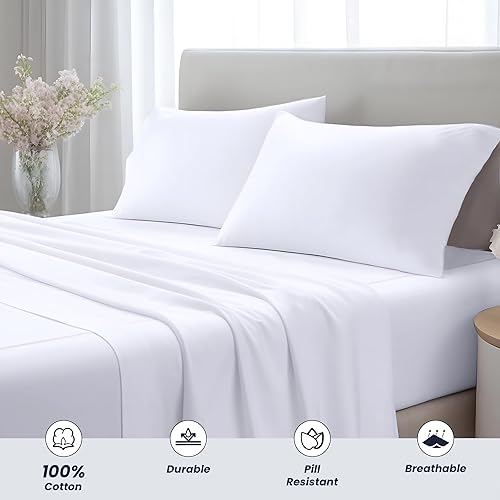 Miniatura 4 de SGI bedding Sábanas de lujo de 4 piezas 100% algodón Supima, tamaño individual, 500 hilos, sábana 100% algodón, juego de sábanas de bolsillo
