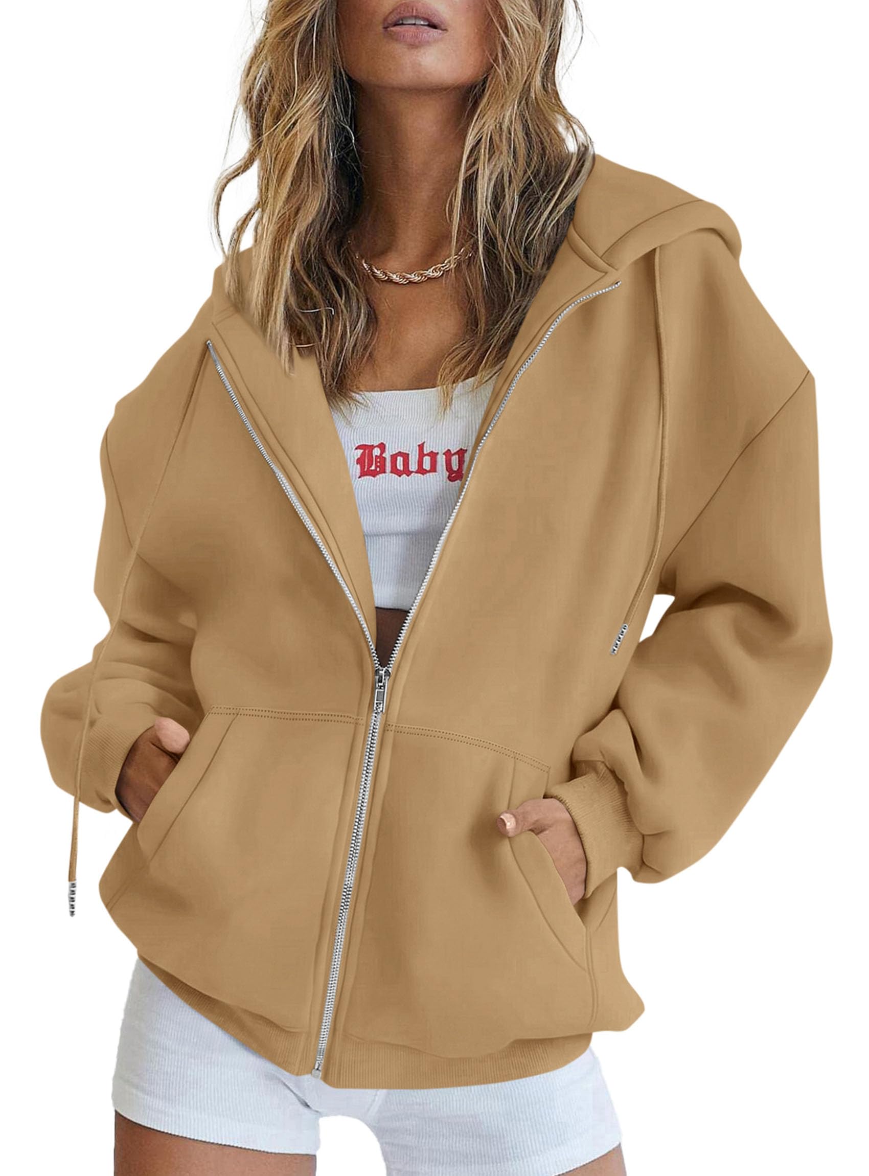 PRETTYGARDEN Women's Fall Zip Up Hoodies Sweatshirts