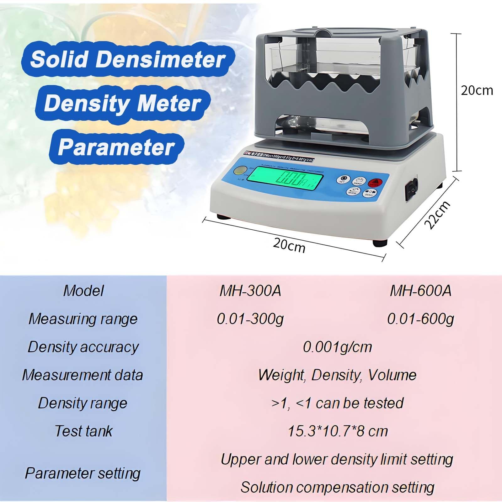 Densimetr do pomiaru gęstości, automatyczny tester czystości złota dla metali szlachetnych, szybki pomiar w 10 sekund, precyzja 0,01 g, pojemność 300/600 g, dokładny zestaw do badania złota 300A