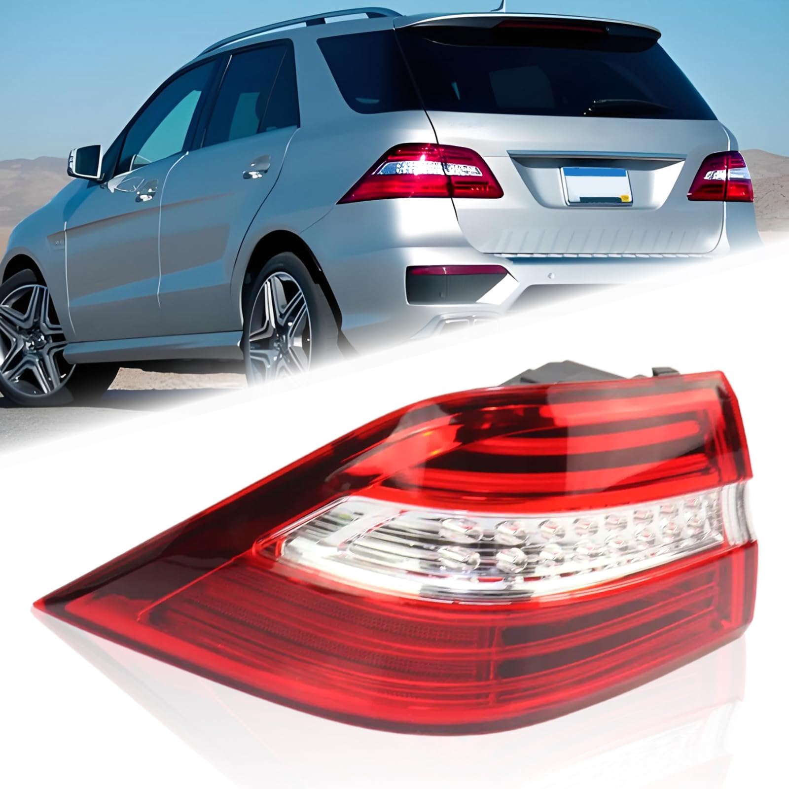 Rear Left Side LED Outer Tail Light Lamp Assembly Driver Side Taillight for Mercedes-Benz ML250 ML350 ML400 ML550 ML63 2012 2013 2014 2015, W166 USA Style Replaces 1669063501 MB2804107