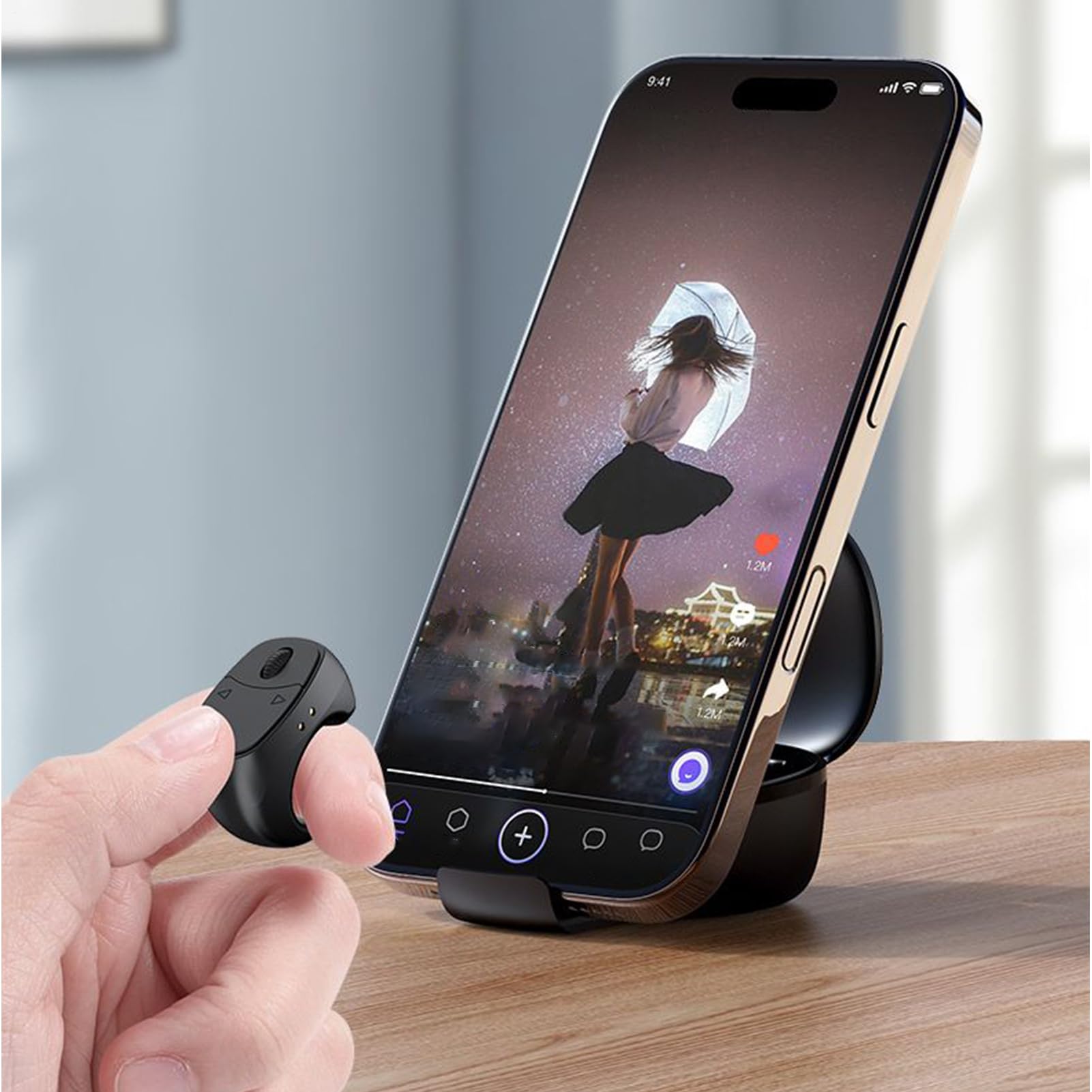 Bague de télécommande | Télécommande de défilement de doigt de 3,9 cm | Anneau de défilement ABS | Défilement intelligent ergonomique multifonctionnel avec contrôle photo vidéo, parfait pour les