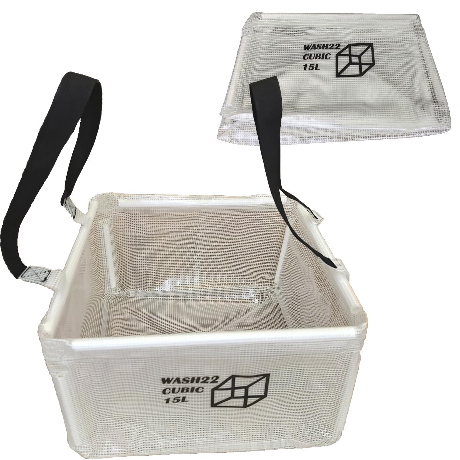 Wash22 Transparent Cubic 15L Folding Collapsible Camping Washing Basin Bucket Bag Tidy For Tents Motorhomes Campervans Caravans Boat Yacht Home