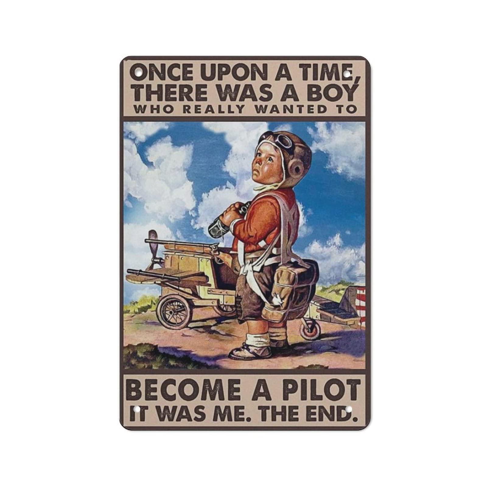 AOOEDM Who Really to Become A Pilot Metal Tin Sign for Home Bar Pub Kitchen Wall Art Deocr Man Cave Vintage Metal Sign Poster Plaque Signs Quotes Sign