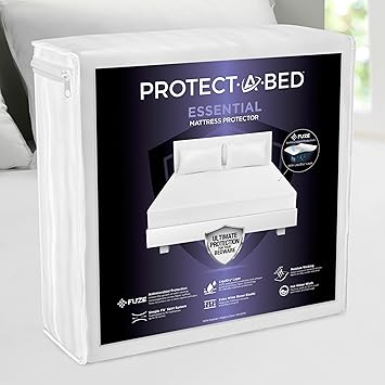 Protect-A-Bed Essential Mattress Protector Twin, Dust Mite Resistant, Noiseless and Odor-Resistant Mattress Cover, 100% Waterproof Top, Machine Washable, Fits 11"-18" Mattresses