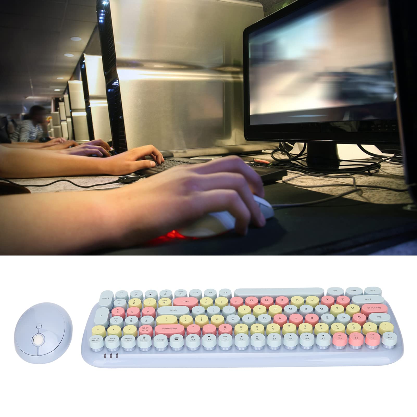 Girls Heart Keyboard Mouse Combo, 100 Keys Mixed Color Cute