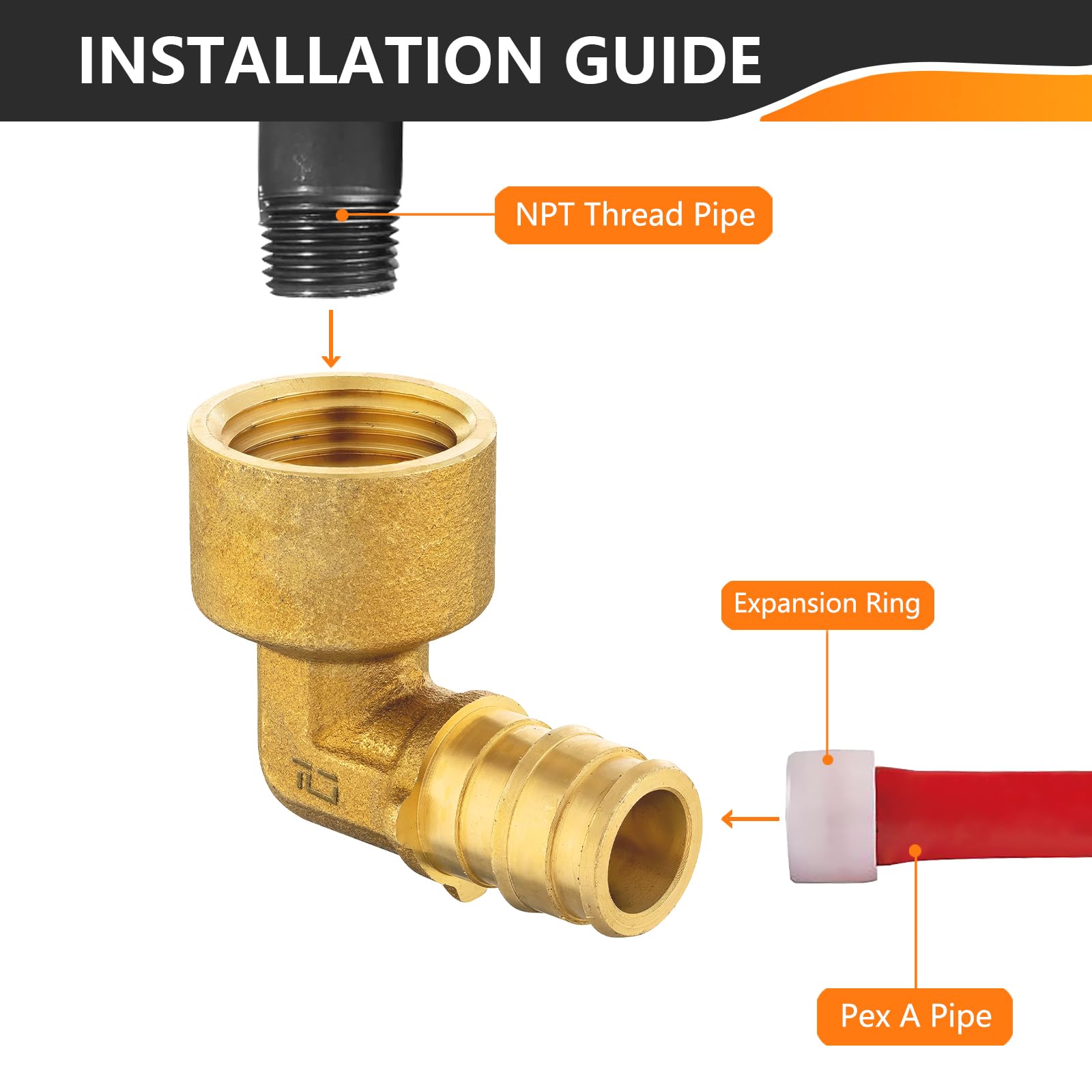 5-Pack HeSun PEX-A Expansion Fittings - 1/2 Inch PEX-A X 1/2 Male NPT Thread Elbows