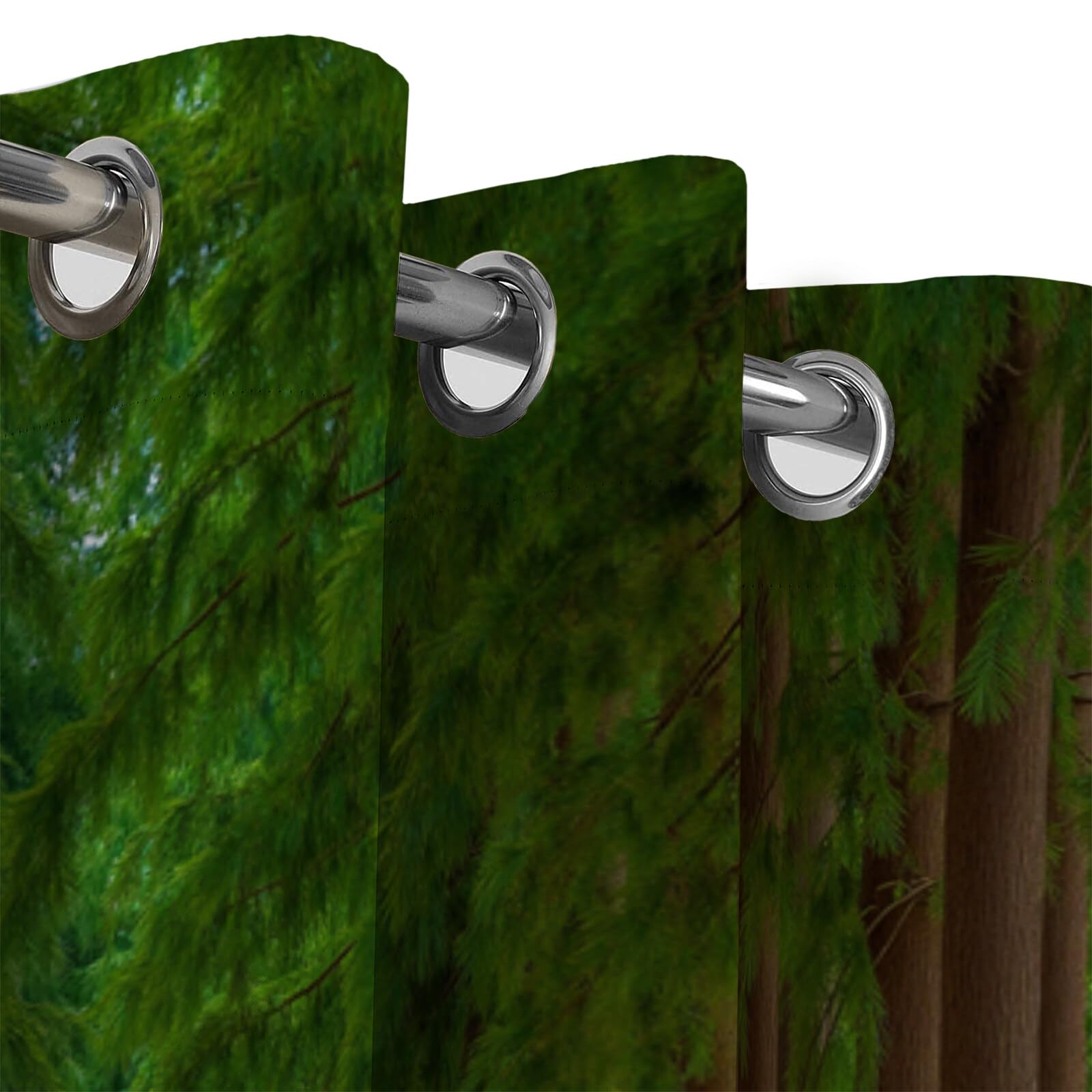 Tenda Oscurante Termica E Isolante Con Occhielli, 2 Pannelli, Sentiero Dei Pini Stile Tranquillo Della Foresta Oscuramento Anti Freddo E Caldo, Per Camera Da Letto E Bambini