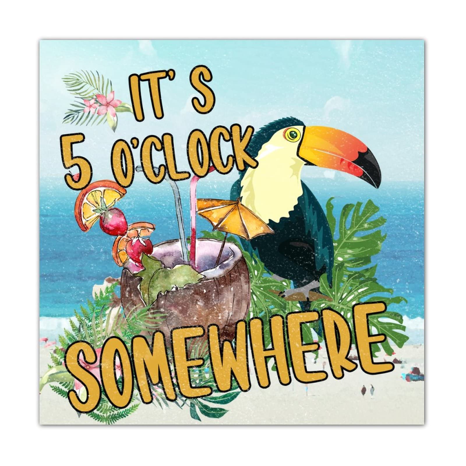 Panneau en bois It's 5 O'Clock Somewhere de décoration murale 40,6 cm - 8