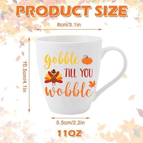 Miniatura 2 de Whaline Paquete de 6 tazas de otoño de 11 onzas, taza de café de Acción de Gracias, calabaza, pavo, hoja de arce, tazas de cerámica, tazas de fiesta